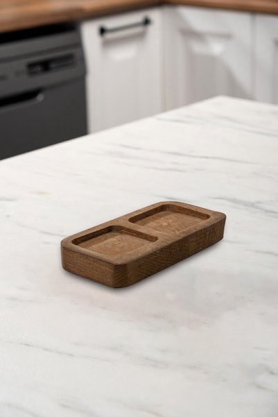 Mienda Home Mienda Home 2-Section Wooden Spice Rack Salt Shaker Pepper Shaker Stand