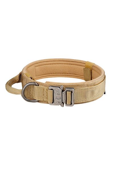 Choice XL Khaki Pet Products Outdoor Tactical Dog Collar Metal Buckle Breathability Nylon Collar Medium and