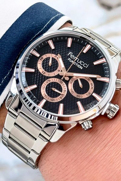Ferrucci Men's Watch Zmfer086, Mineral Glass and Steel Band & Case