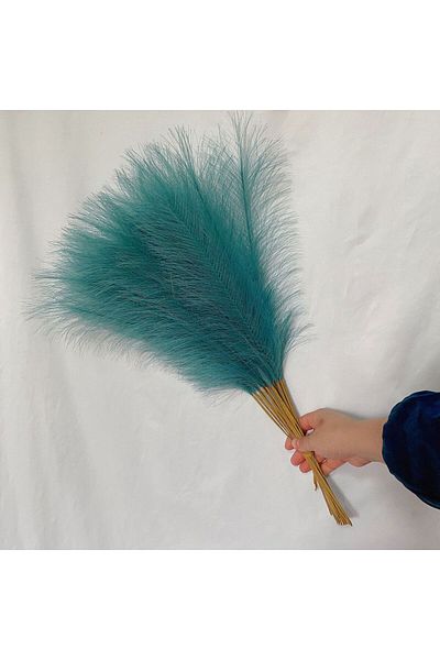 Choice 10pcs tiffany blue 55CM 10PCS Fluffy Pampas Grass Boho Decor Flower Fake Plant Reed Simulated Weddin