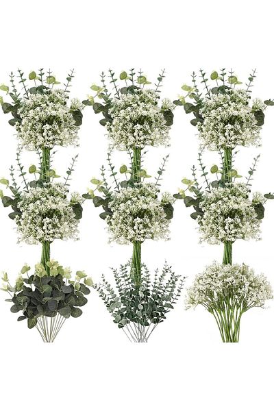Choice Green 30 Pcs Mix Artificial Green Stem Box Set For Bride Bouquet, Wedding Flower Garden Dining Tabl