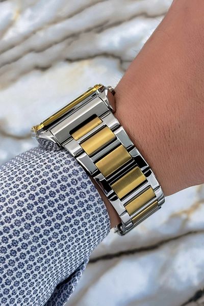 Ferrucci Men's Silver-Gold Colored Steel Watchband - 3 ATM Bracelet Zmfer116