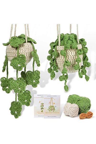 Choice type2 KRABALL Crochet Hanging Plant Kit for Beginners With Video Tutorial Cotton Knitting Yarn Threa