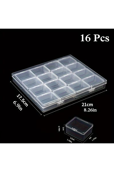 Choice 16 grid box New 8/16 Grid Iarge Capacity Diamond Painting Storage Box, DIY Bead Jewelry Box, Nail To