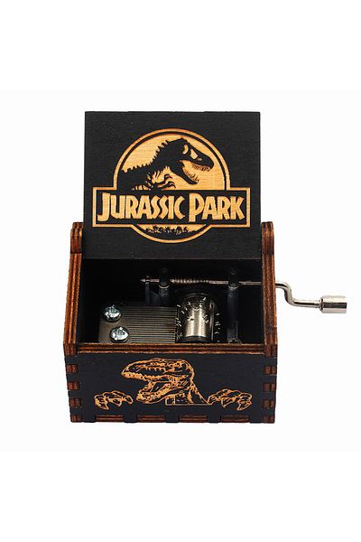 Jurassic Park 1 Hot Wooden Hand Crank Black Music Box Children's Holiday Gifts Christm