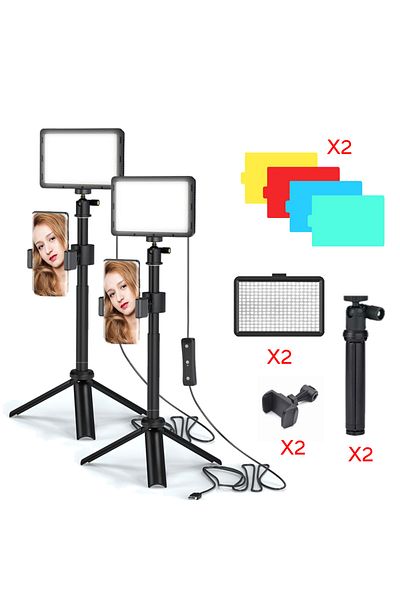 BAODELI with clip 2pcs Photography LED Video Light Panel Lighting Photo Studio Lamp Kit For Shoot Live Strea