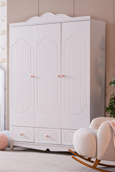 Setay Gardırop, Flower 3 Kapaklı Çekmeceli Dolap - Pembe
