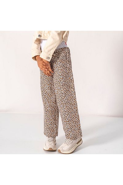 Overdo Girl's Brown Leopard Print Jeans