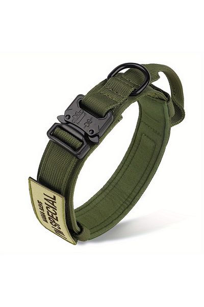 Choice M Green Set Heavy Duty Tactical Dog Collars With Handle Military Collar With Patch Outdoor Training