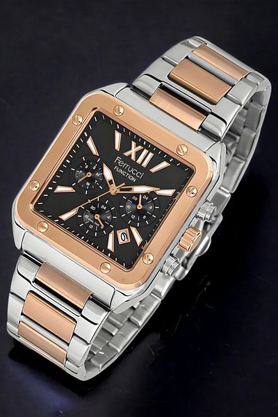 Ferrucci men's Silver-Rose Colored Wristwatch and Bracelet - Fcf.14504fm.03 Zmfer139