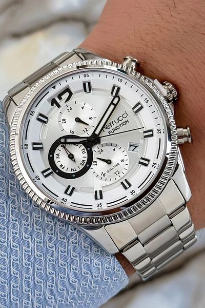 Ferrucci men's Wristwatch - Silver White, Steel Cord and Case, 3 ATM Bracelet Zmfer117