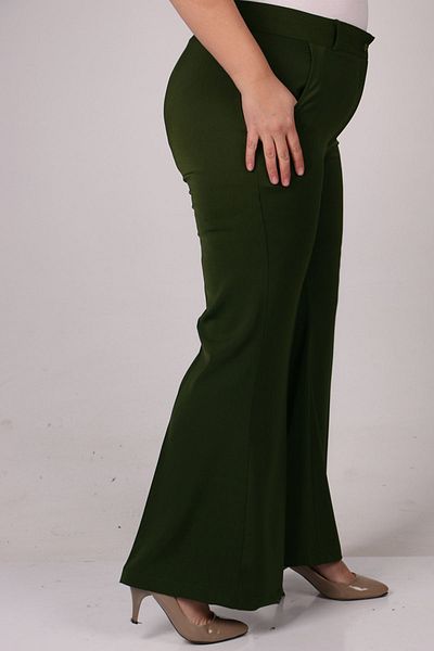 Eslina 29031 Large Size Flared Leg Trousers - Khaki