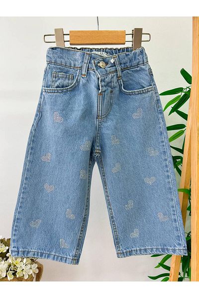 cacakids Heart Stone Embroidered Girl's Jeans