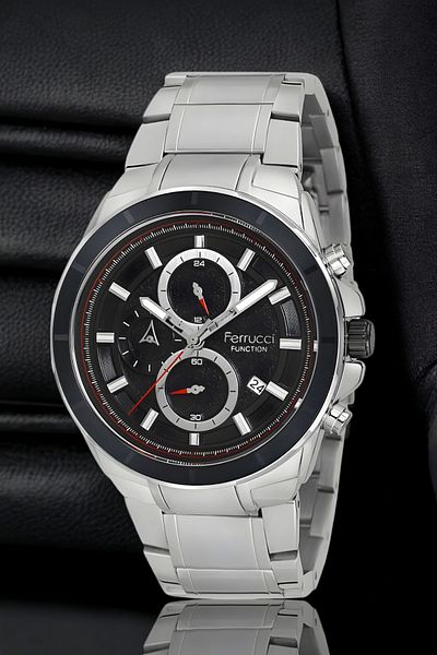 Ferrucci men's Silver-black Wristwatch and Bracelet Set - Fcf.12609fm.02 Function