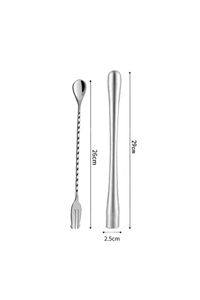 Choice1 مجموعة أدوات تحضير الكوكتيل من الفولاذ المقاوم للصدأ، قطعتان، طول 29 ...