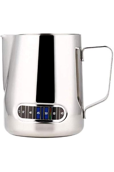 mastergold Milk Frothing Pitcher 600ml with Thermometer | Espresso Steaming Frothing Cup for Latte & Cappuccino