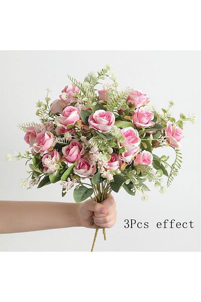 Choice 1Pcs Rose Red 30cm Rose White Silk Bouquet Peony Artificial Flower 5 Big Head 4 Small Bud Wedding Br