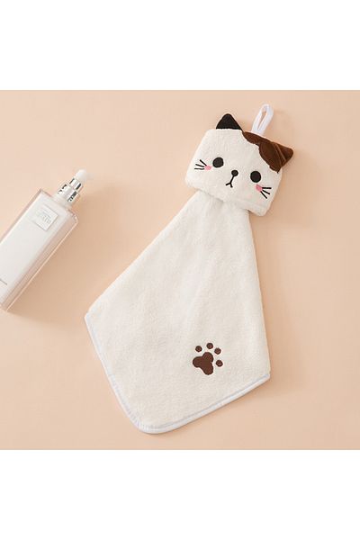Choice White Cute Cat Kitchen Cleaning Towel Hanging Hand Towels Absorbent Dishcloths Coral Velvet Soft Cl