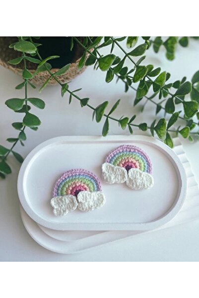 efecco 1 Pair (2 Pieces) Baby and Child Hand Knitted Rainbow Buckle with Snap...