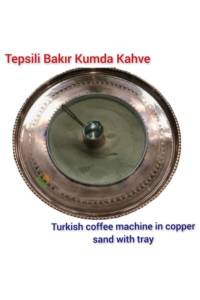SAFİR ÇAY KAZANLARI Large Size Coffee Machine in Sand with Coffee Tray in Gold Sand Sapphire Sand Coffee