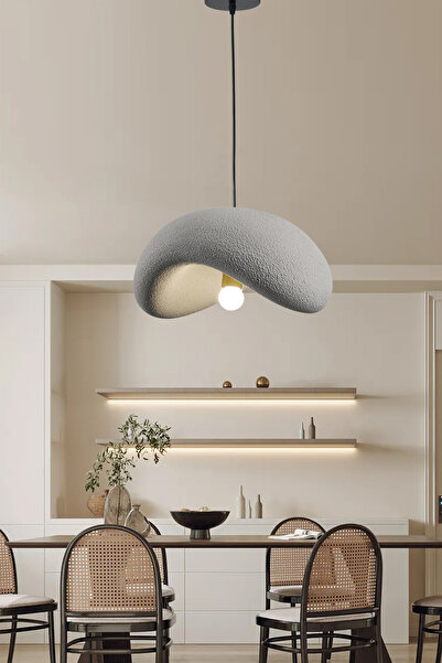 Apliqa Voliny Tekli Gri Beton Modern Sarkıt Oturma Odası Salon Sarkıt Avize