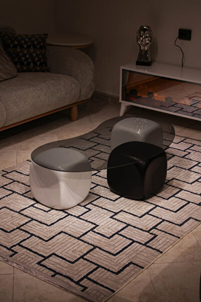 Velura Home & Living Orta Sehpa & Modern Küre Sehpa & Bohem Top Sehpa