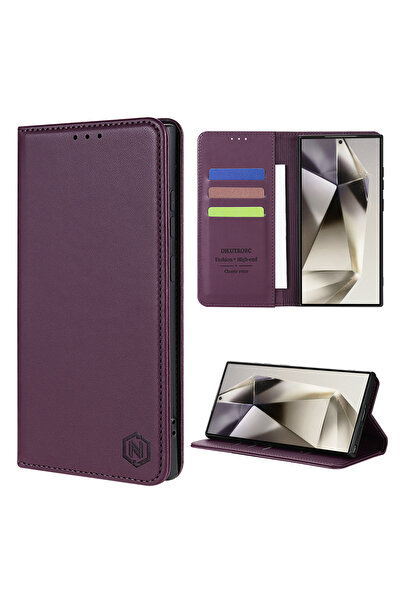 Choice1 Galaxy S24 Ultra Wine red Wallet Skin friendly Card Slot Magnetic Fli...