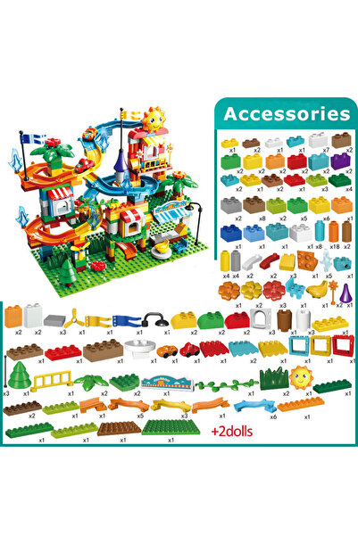 Choice1 211 قطعة من مكعبات بناء سباق الكرات الرخامية كبيرة الحجم، تتضمن قمعًا...