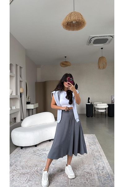 Buket Teke Anthracite Camisole Skirt