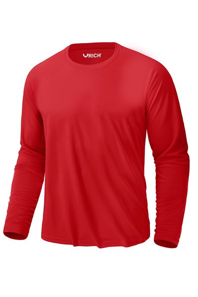 Rich Men's Red Basic Long Sleeve T-Shirt Athlete Body T-shirt