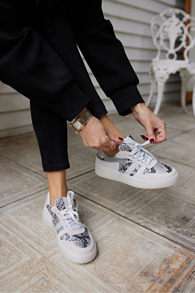 ANGELİNA JONES Γυναικείο Ασημένιο Φίδι ΠΑΠΟΥΤΣΙΑ POLLO με Γαρνιτούρα και Κορδόνια