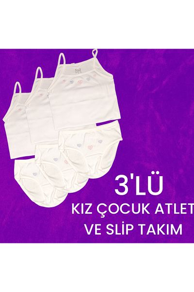 Tutku Set de 3 piese pentru fete din bumbac de calitate, cu bretele din frânghie albă