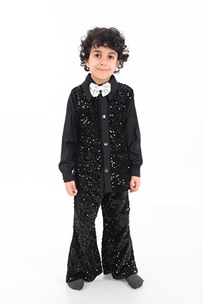 YÜSÜ Чоловічий костюм танцюриста з чорними паєтками