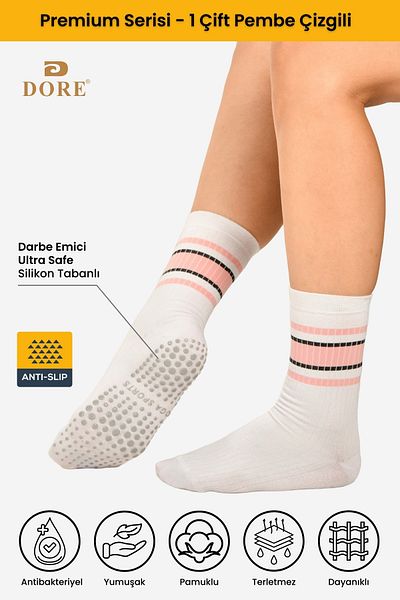 Dore Original Women's 1 Pair Anti-Slip Pilates and Plates for Yoga Anti-Slip Sole Socks - Pink 1 Pack