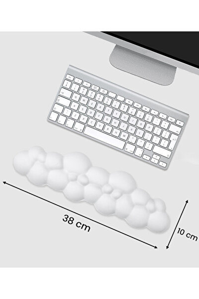 GoLite 3 Parça Bulut Şekilli Beyaz Klavye Ve Mouse Bilek Desteği Seti Ergonomik Memory Foam Kaymaz Taban