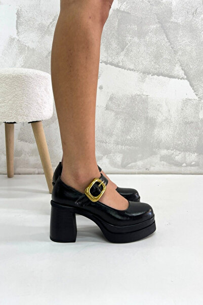 inizio Black Color Heeled Women's Shoes Gd1007