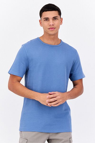 French Connection Men Crew Neck Short Sleeves Plain T-shirt, Blue