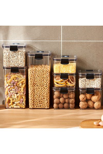 Choice صندوق تخزين بلاستيكي محكم الغلق للأطعمة سعة 460 مل، أسود، عبوة واحدة، برطمانات جافة مع غطاء لتخزين الأطعمة في الثلاجة