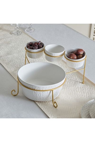Home Box Celtic 4-Piece Bowl Set with Stand