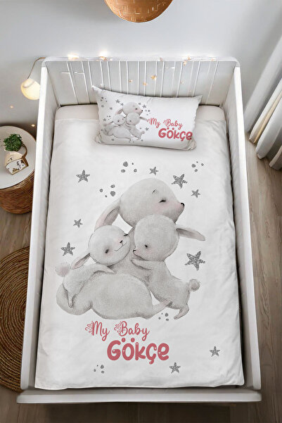 Homamia İsme Özel %100 Pamuk Bebek Nevresim Takımı Tavşanlar