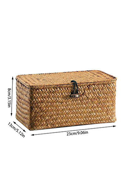 Choice One Size 23 x 13 x 8 Handmade Wicker Woven Storage Box Rattan Storage Finishing Basket with Lid Sund