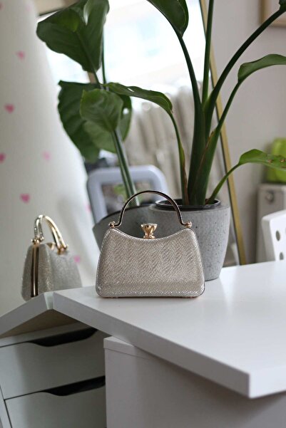 Moom Bag Ženska zlatna Sa deznom Sa kamenčićima večernja haljina sa trokutast...