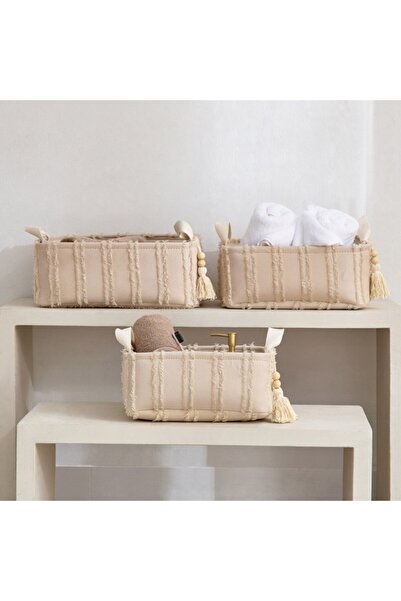 Home Box مجموعة سلة تخزين مستطيلة بمقبض من سوربس، مكونة من 3 قطع