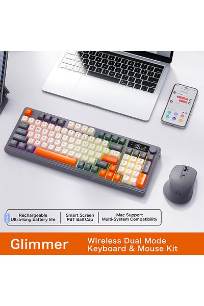 Choice Shimmer Kit FreeWolf M96 Wireless Keyboard with Screen,Gaming Keyboard Bluetooth Dual-Mode Connectio