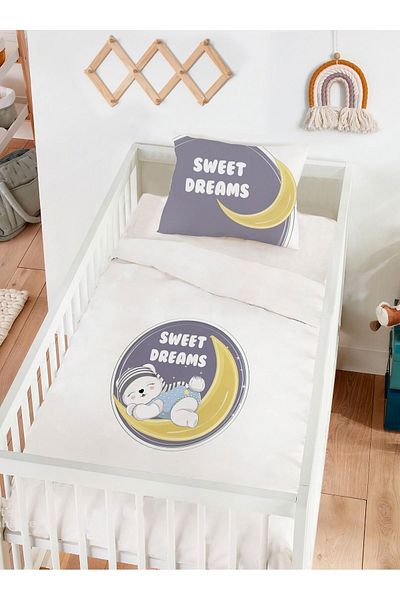 Homamia White Sleeping Bear Baby Bedding Set