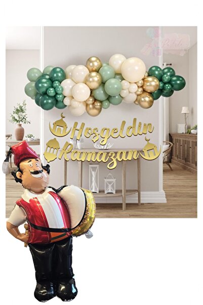 BİDOLUMUTLULUK Hoşgeldin Ramazan Yazılı Davulcu Folyo Balonlu 11 Ayın Sultanı...