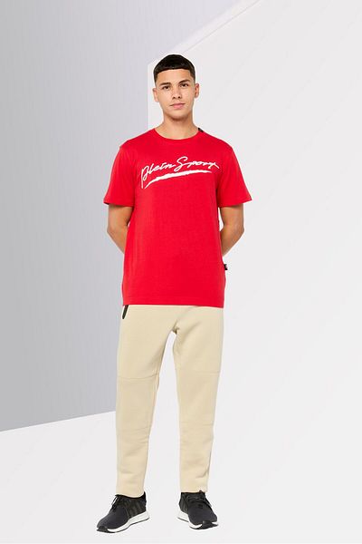 Plein Sport Men Sportswear Fit Short Sleeves Outdoor T-shirt, Red