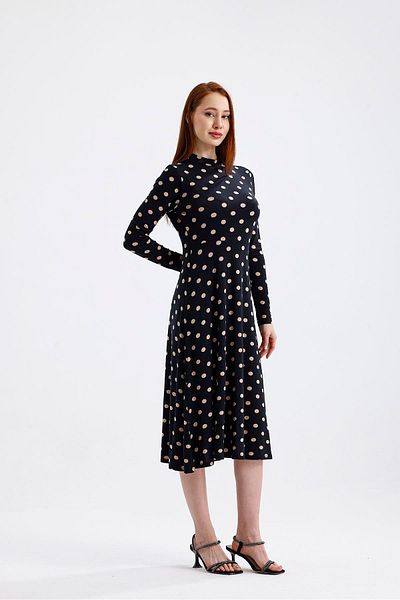 Miss Murem Patterned Viscon Dress-Point
