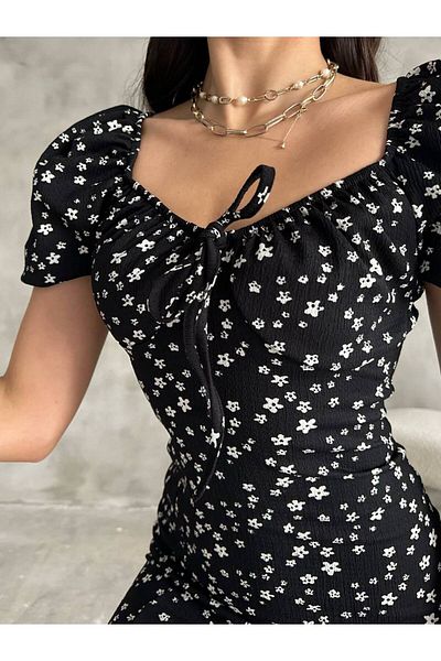 SEVENLINE Rochie de damă cu mâneci pepene verde cu imprimeu floral