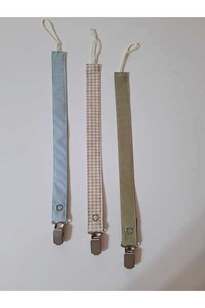 BERLİNA DOLLS Emzik Askı seti 3'lü-Emzik Zinciri 3lü set-Mavi-Pötikare-Yağ ye...